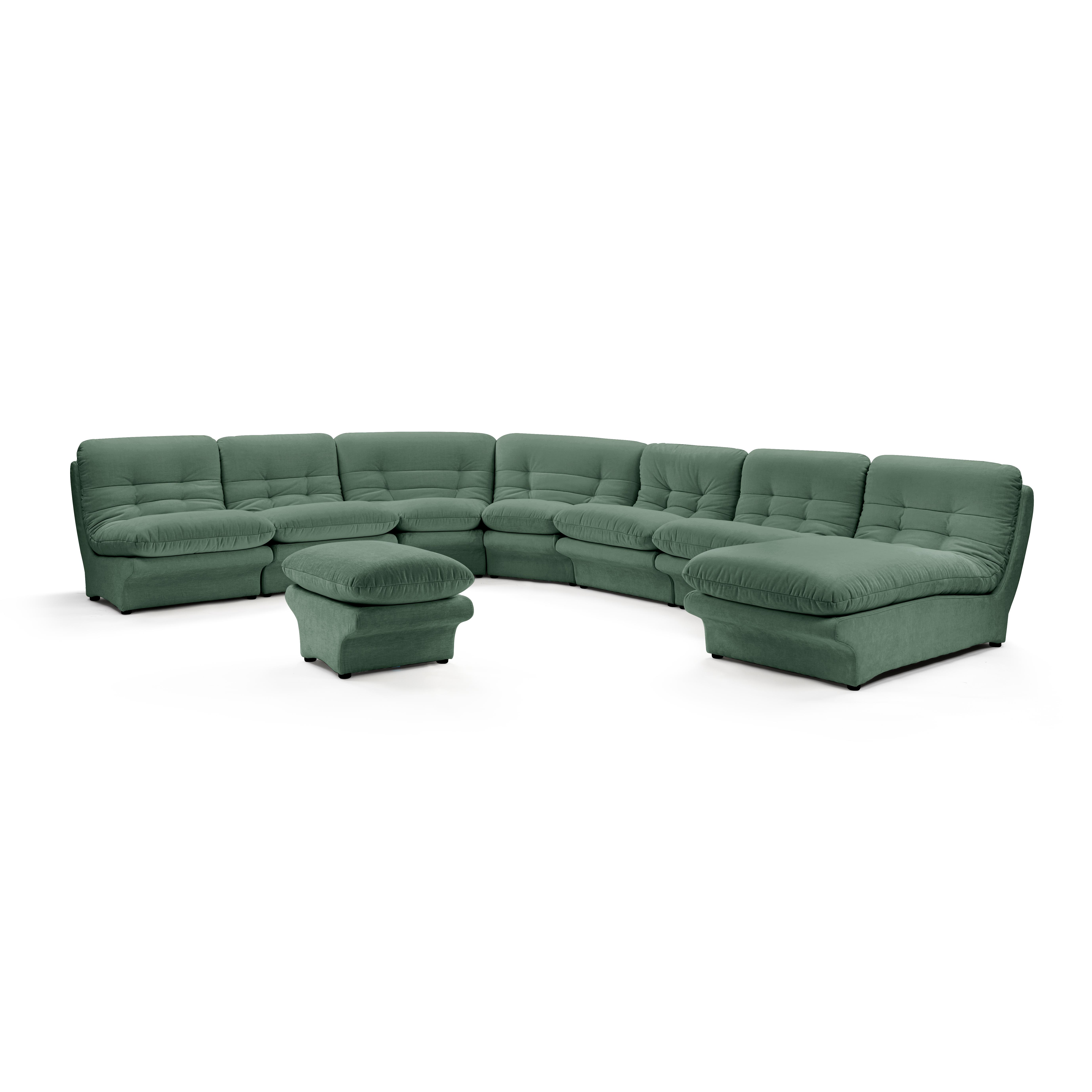 Carsons Mid Century Curved Modular Sectional Sofa / Combination 001 Performance Felt-Cactus