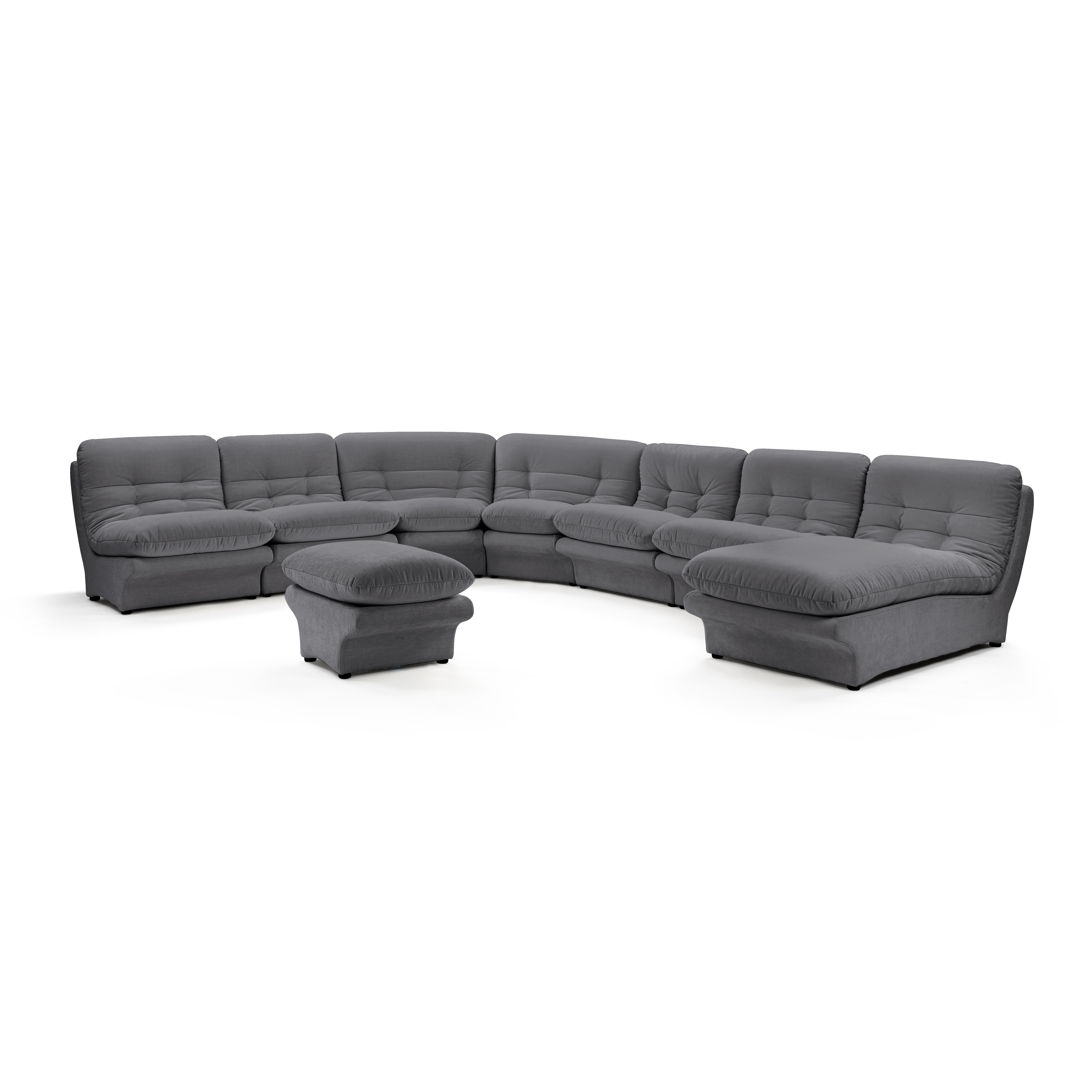 Carsons Mid Century Curved Modular Sectional Sofa / Combination 001 Performance Felt-Ink
