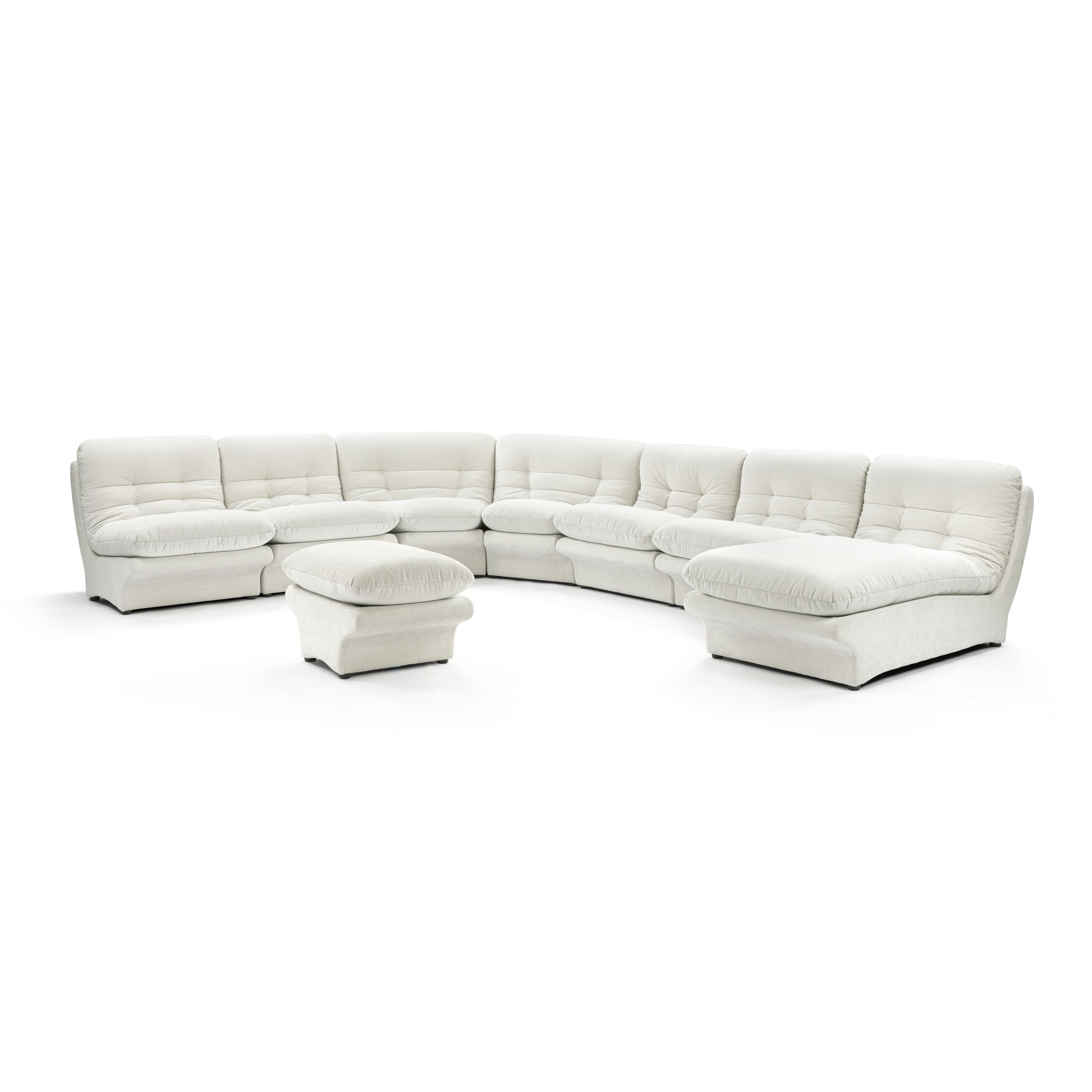 Carsons Mid Century Curved Modular Sectional Sofa / Combination 001 Performance Felt-Natural