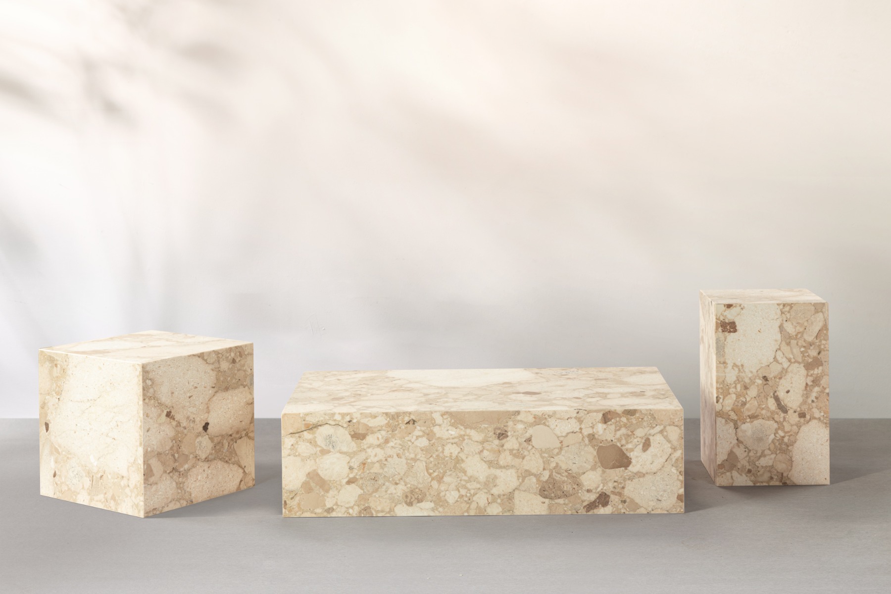 Kaia Marble Plinth Block Tall End Table - Kunis Breccia