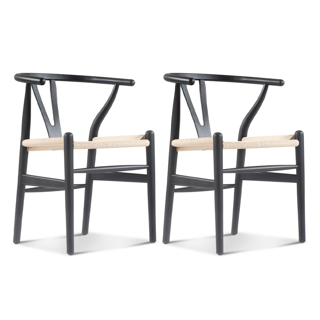 Set of Two Wishbone Chairs / Black Stain