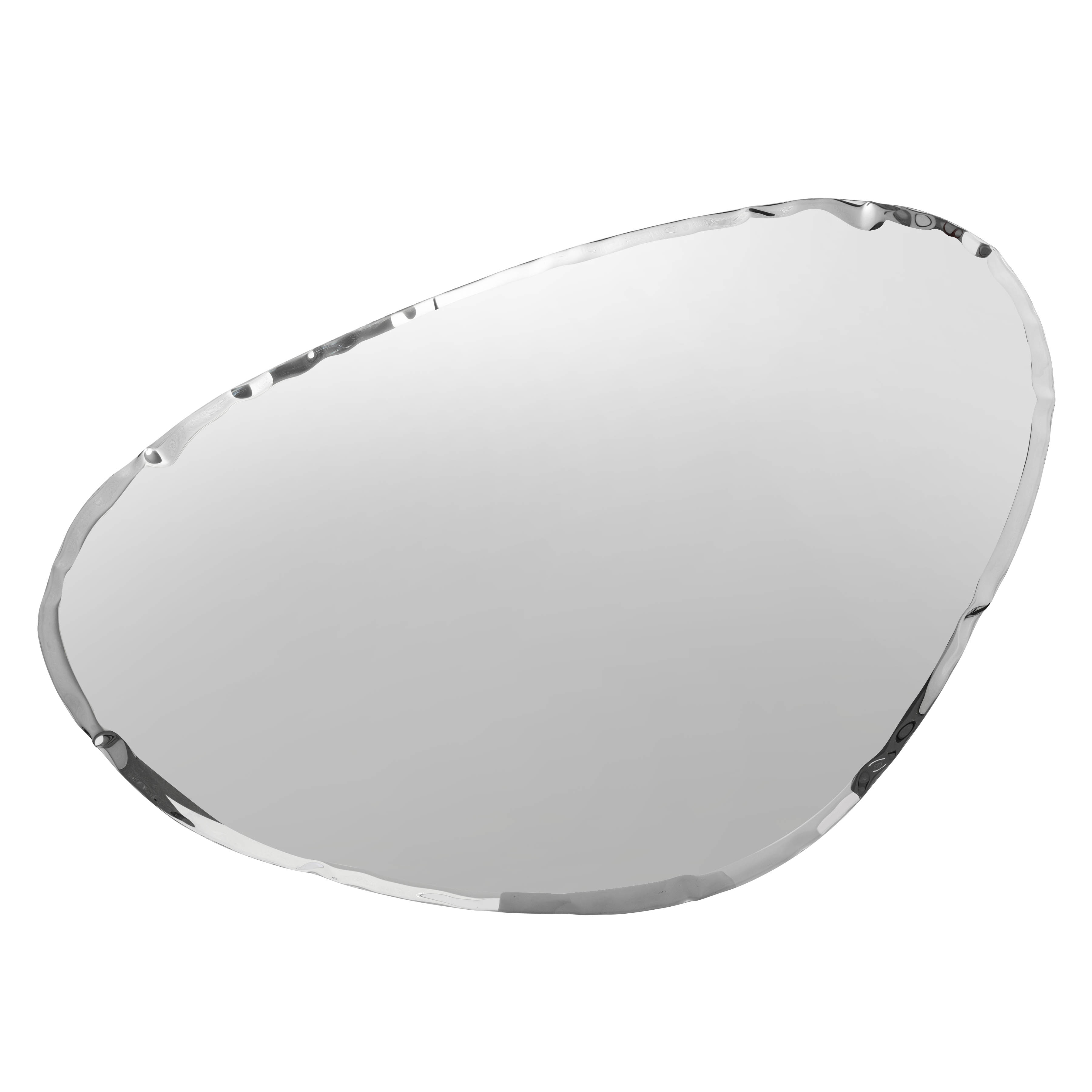 Tafla Abstract Wall Mounted Polished Stainless Steel Elliptic Drop Mirror / Medium