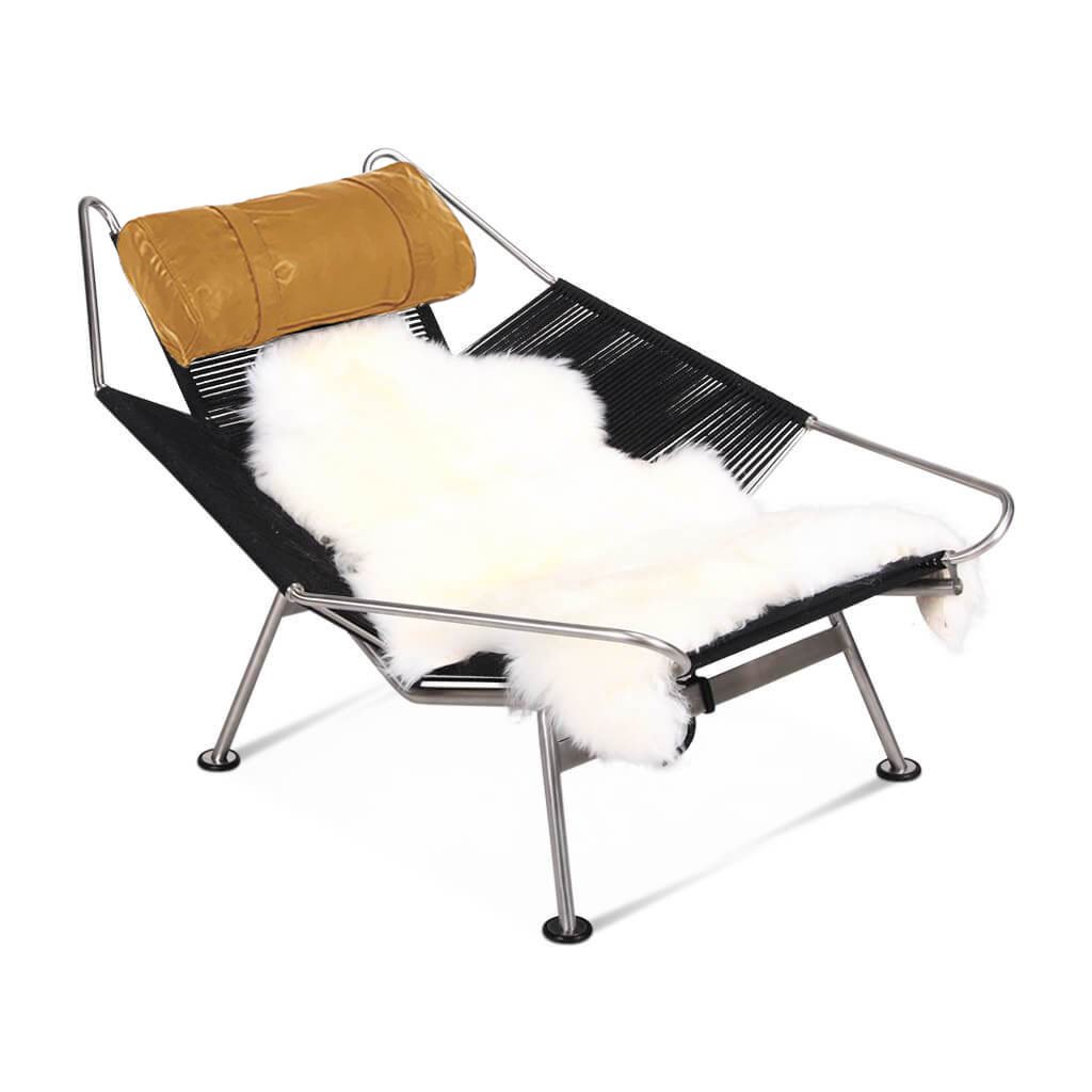 Flag Halyard Chair - Black Cord Color Aniline Leather-Camel