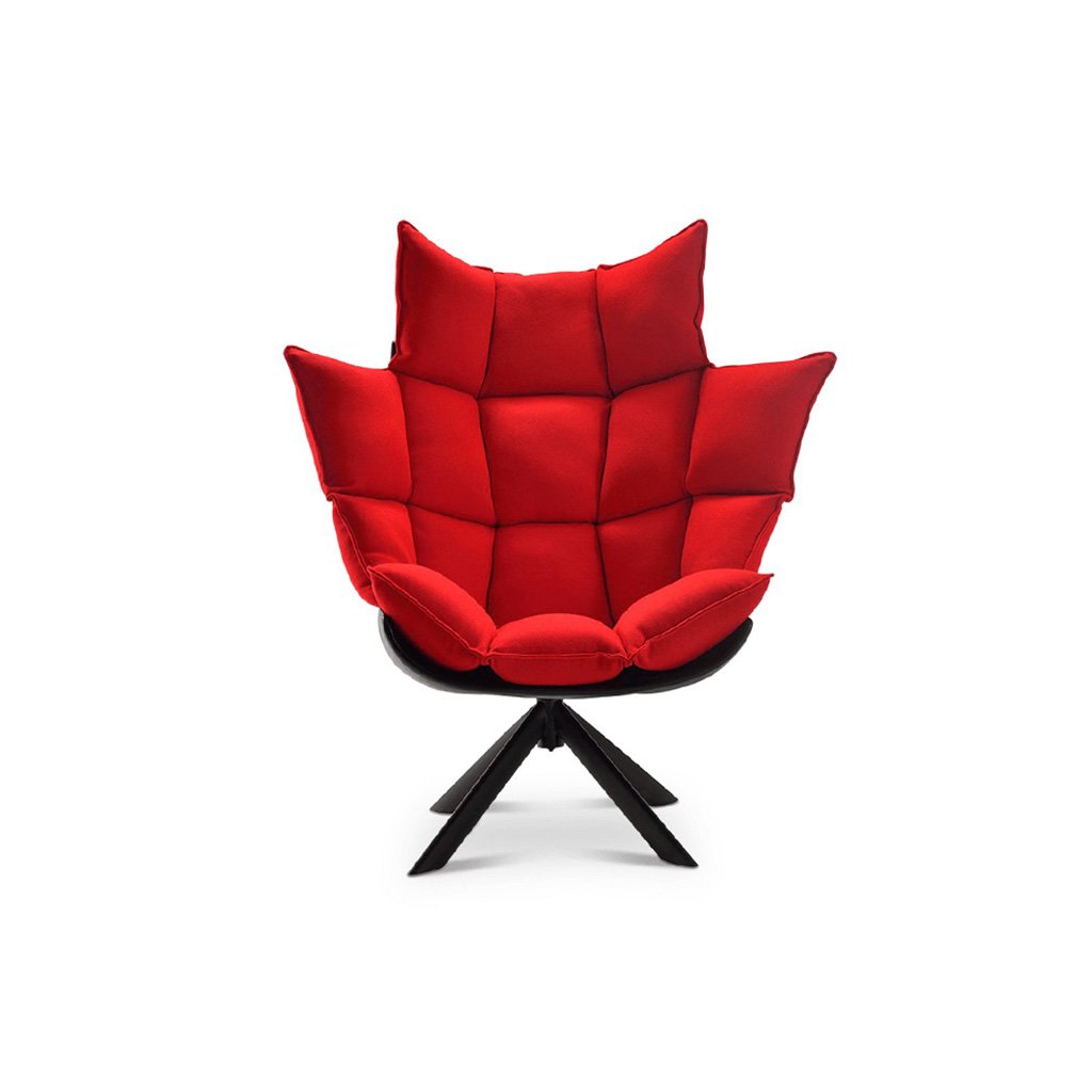Husk Chair High Back - Wood Base Cashmere-Imperial Red / Glossy White / Natural Ash