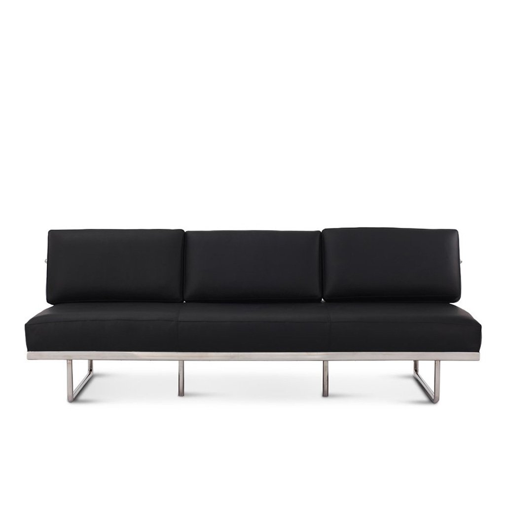 Corbusier Daybed Sofa Aniline Leather-Black