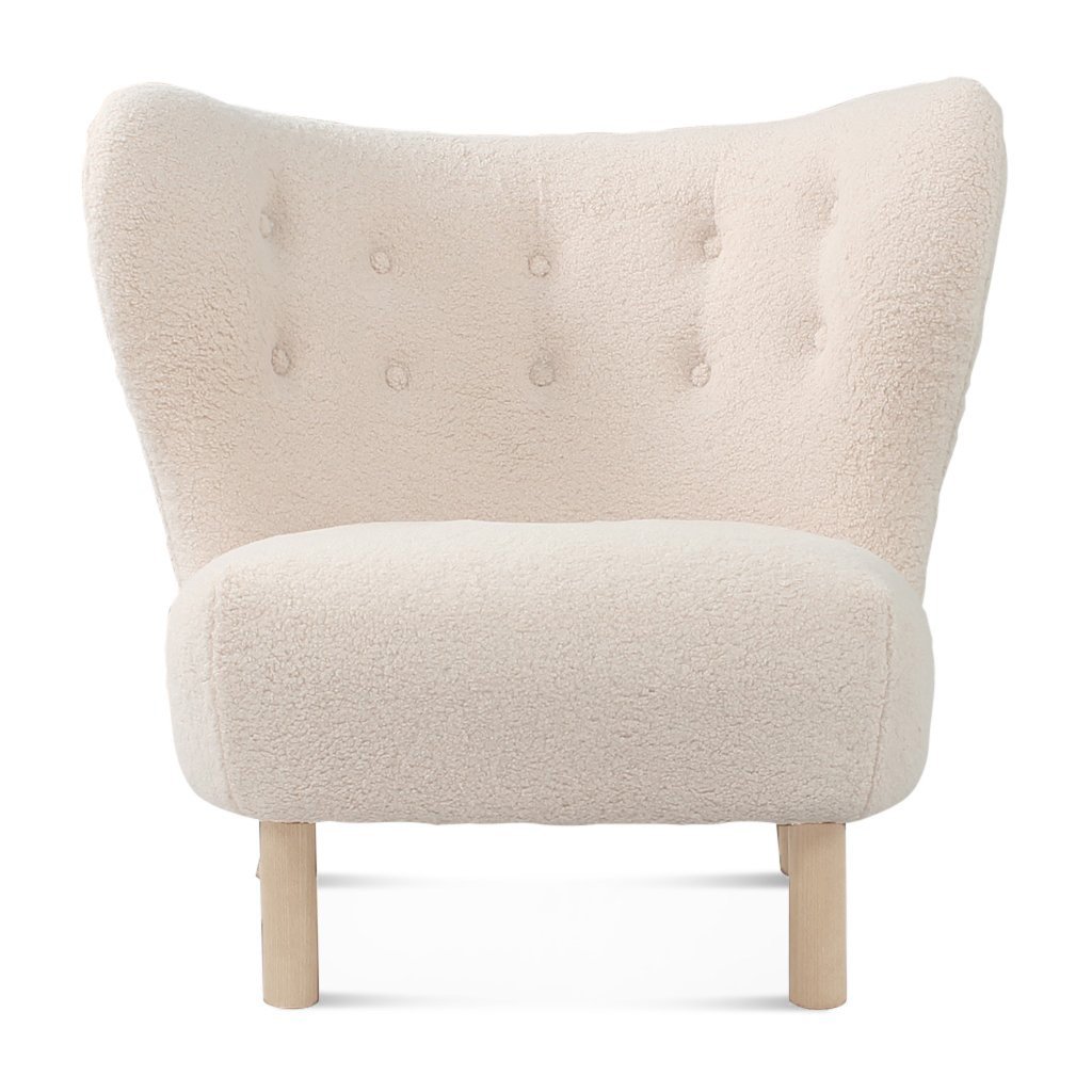 Little Sherpa Lounge Chair Sheepskin-Short Hair / Solid Oak