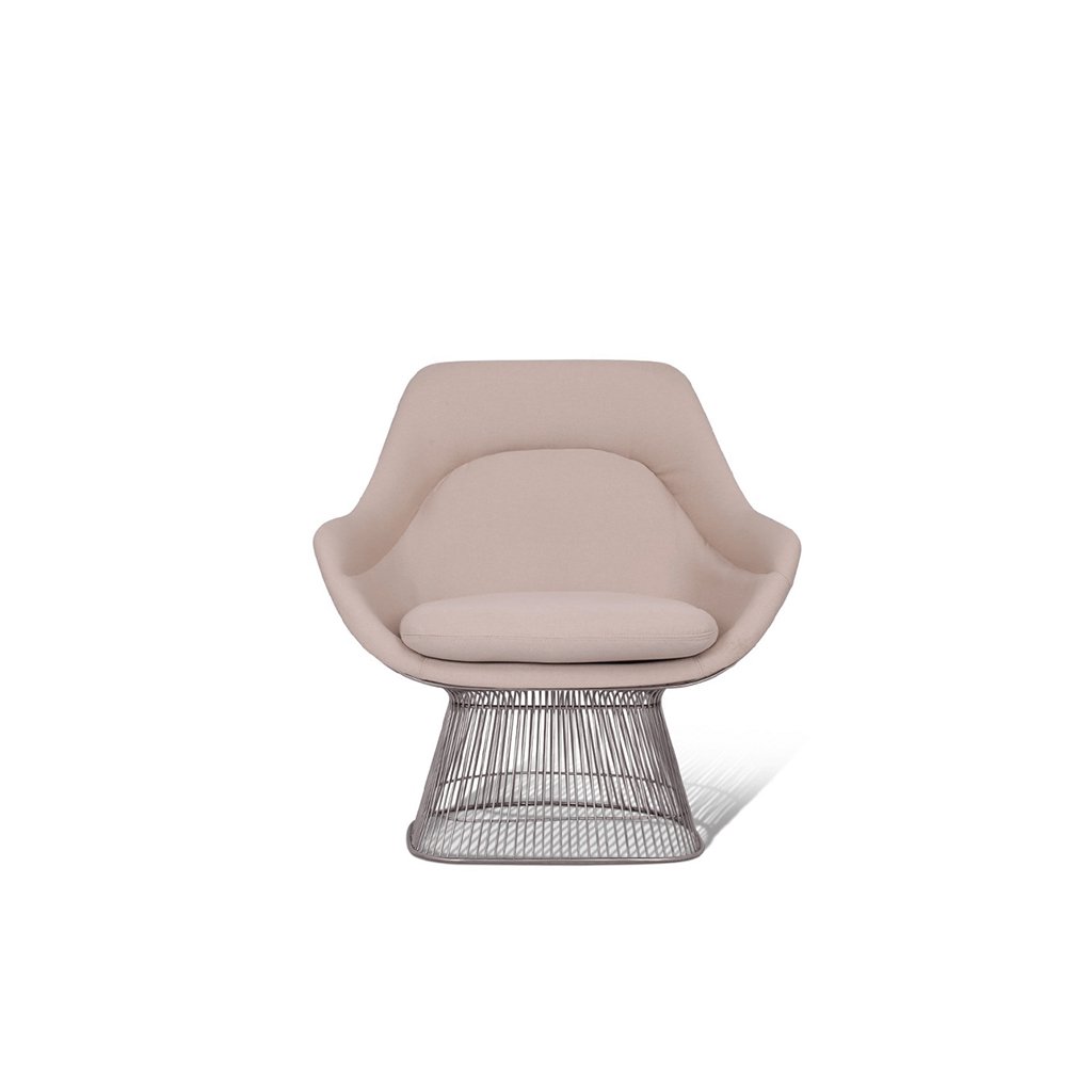 Eternity Modern Warren Platner Contemporary Easy Chair - Chrome Base Cashmere-Wheat Grey