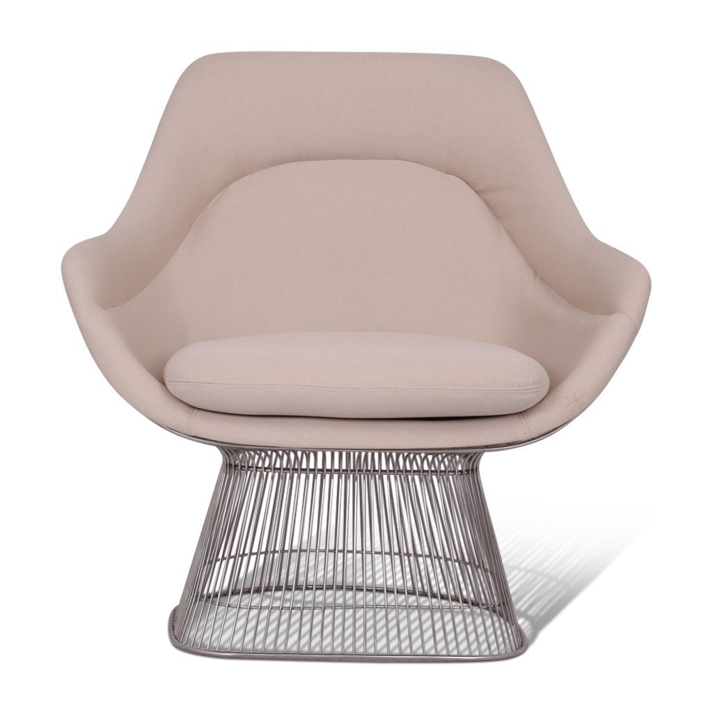 Bauhaus Warren Platner Easy Chair - Gun Metal Black Base Chenille Helios-Cream