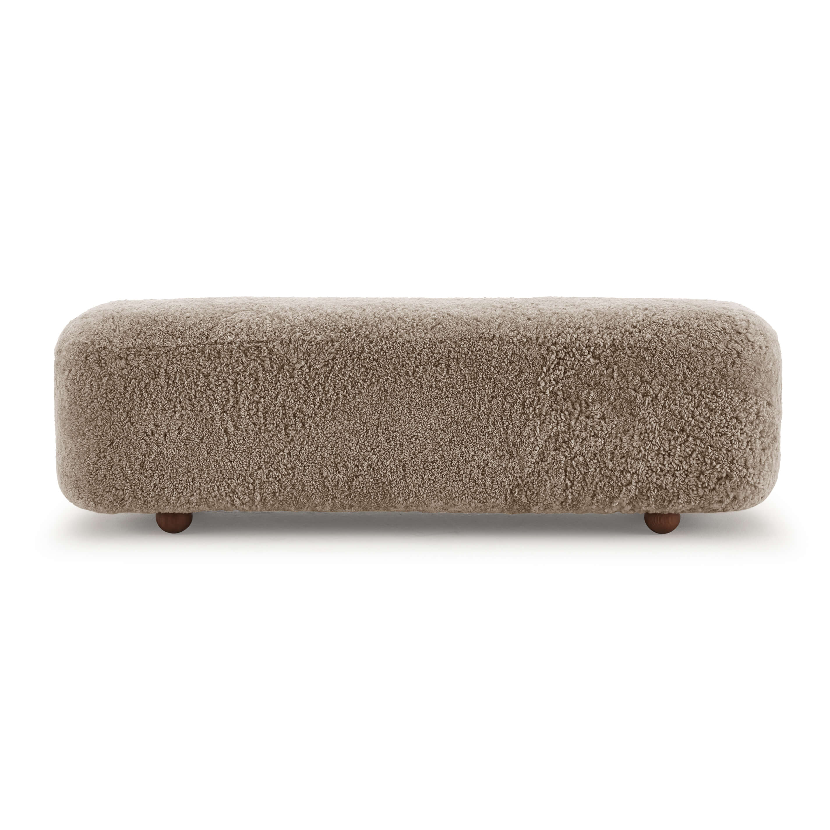 Otto Modern Block Sheepskin Upholstered Bench with Ball Feet Genuine Sheepskin-Grey Mist