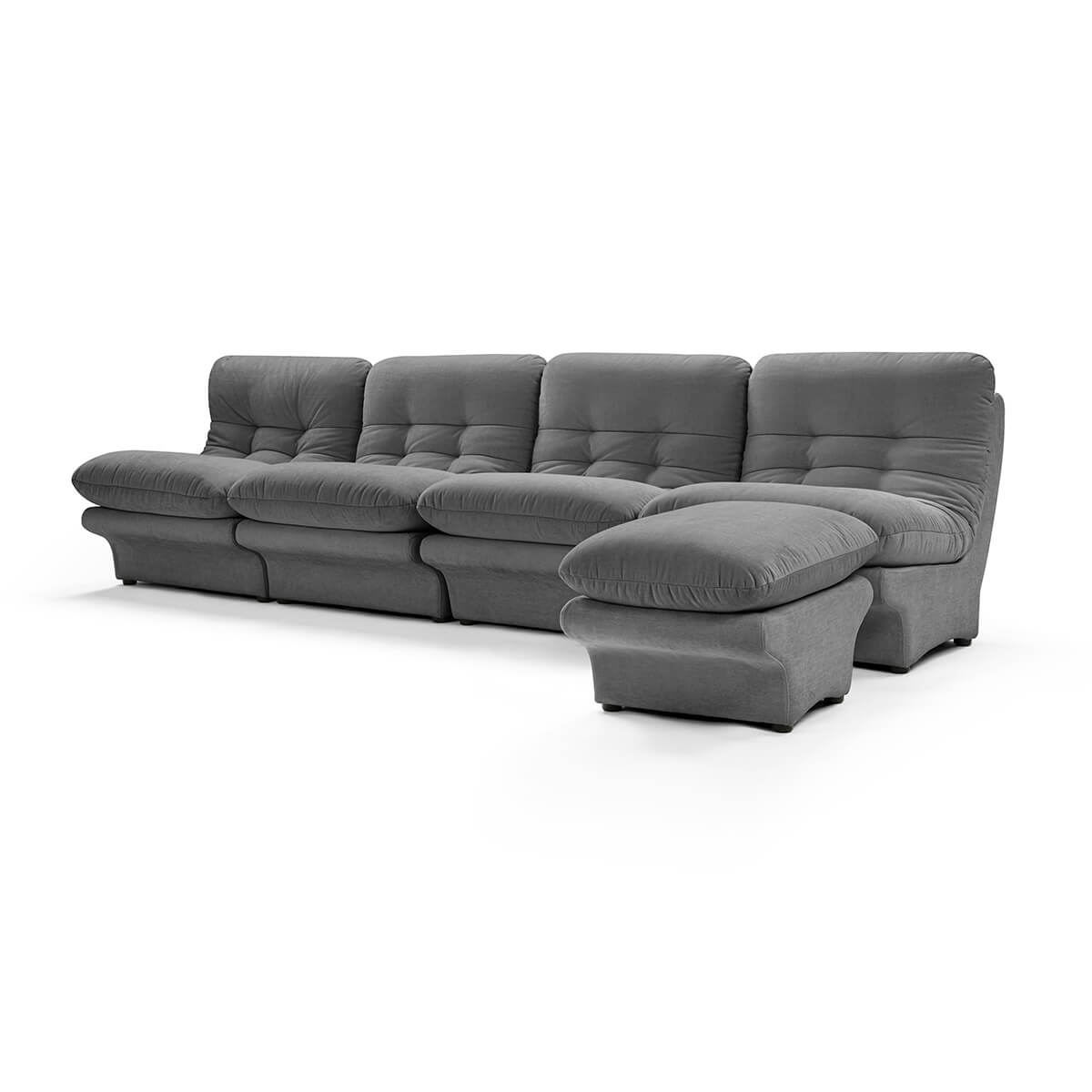 Carsons Mid Century Curved Modular Sectional Sofa / Combination 002 Chenille Helios-Pewter Grey