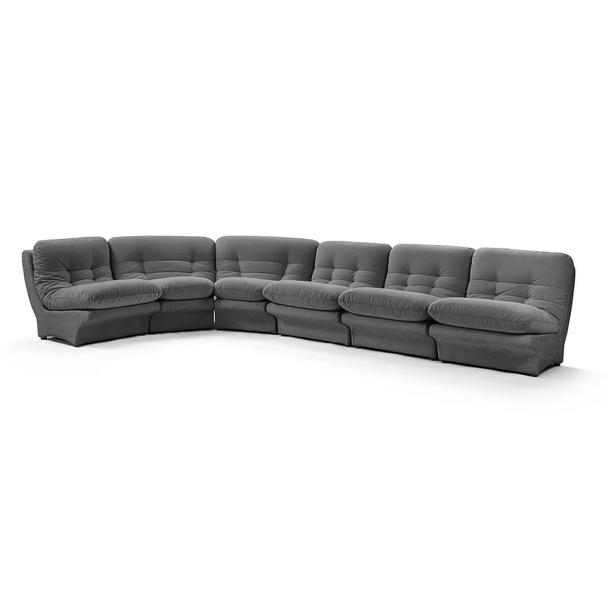 Carsons Mid Century Curved Modular Sectional Sofa / Combination 003 Chenille Helios-Pewter Grey