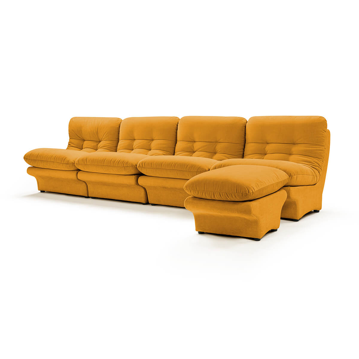 Carsons Mid Century Curved Modular Sectional Sofa / Combination 002 Chenille Helios-Mustard Yellow