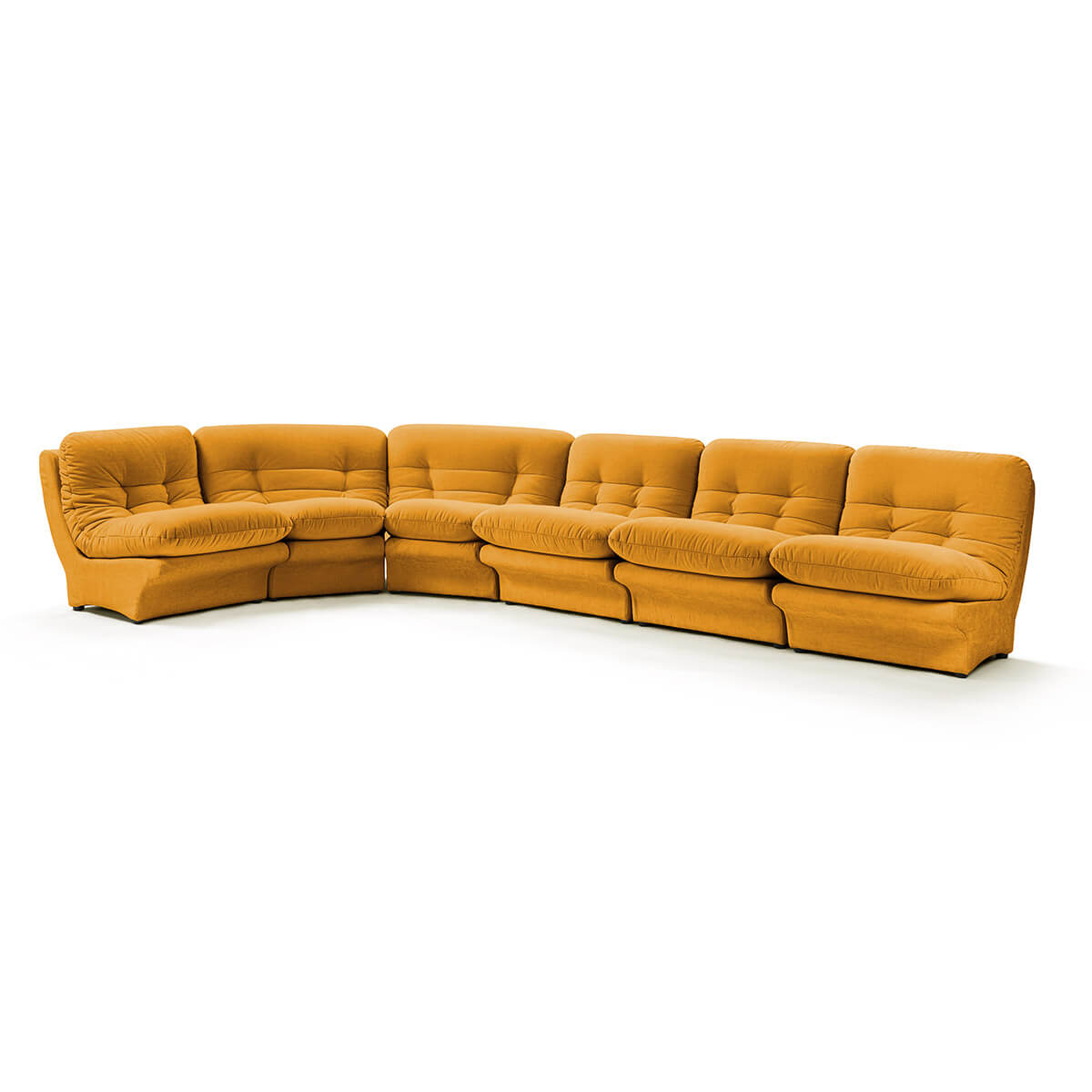 Carsons Mid Century Curved Modular Sectional Sofa / Combination 003 Chenille Helios-Mustard Yellow