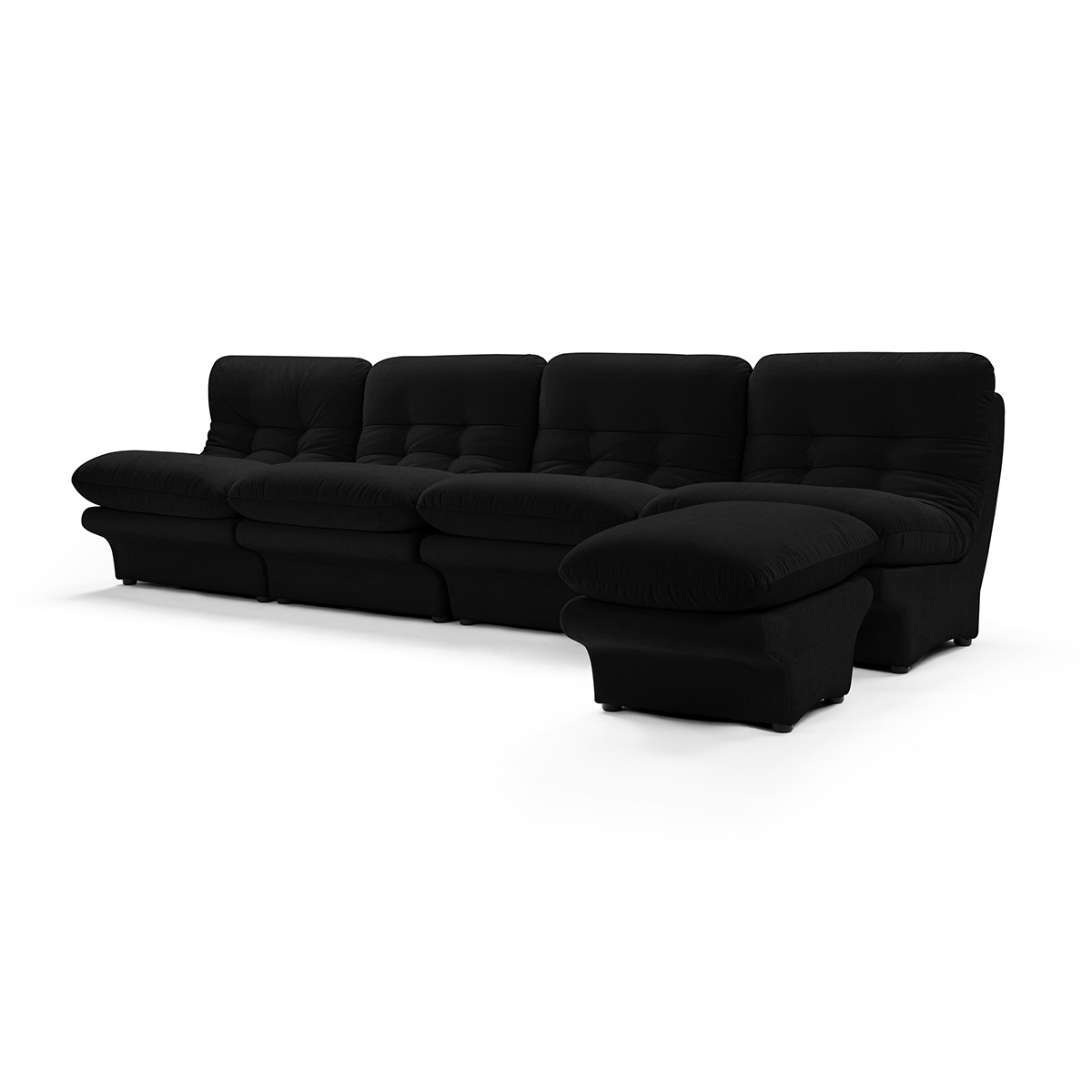 Carsons Mid Century Curved Modular Sectional Sofa / Combination 002 Chenille Helios-Jet Black