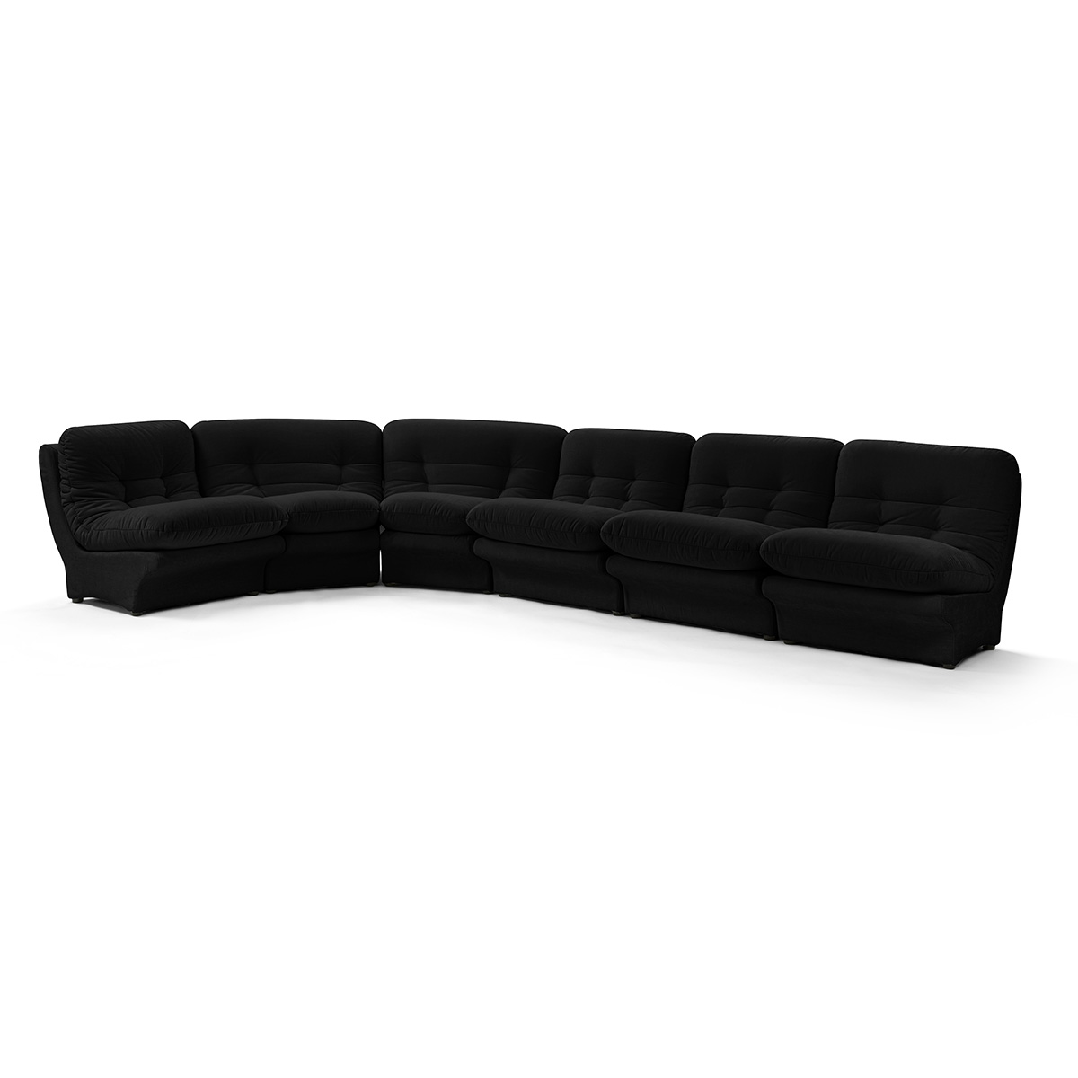 Carsons Mid Century Curved Modular Sectional Sofa / Combination 003 Chenille Helios-Jet Black