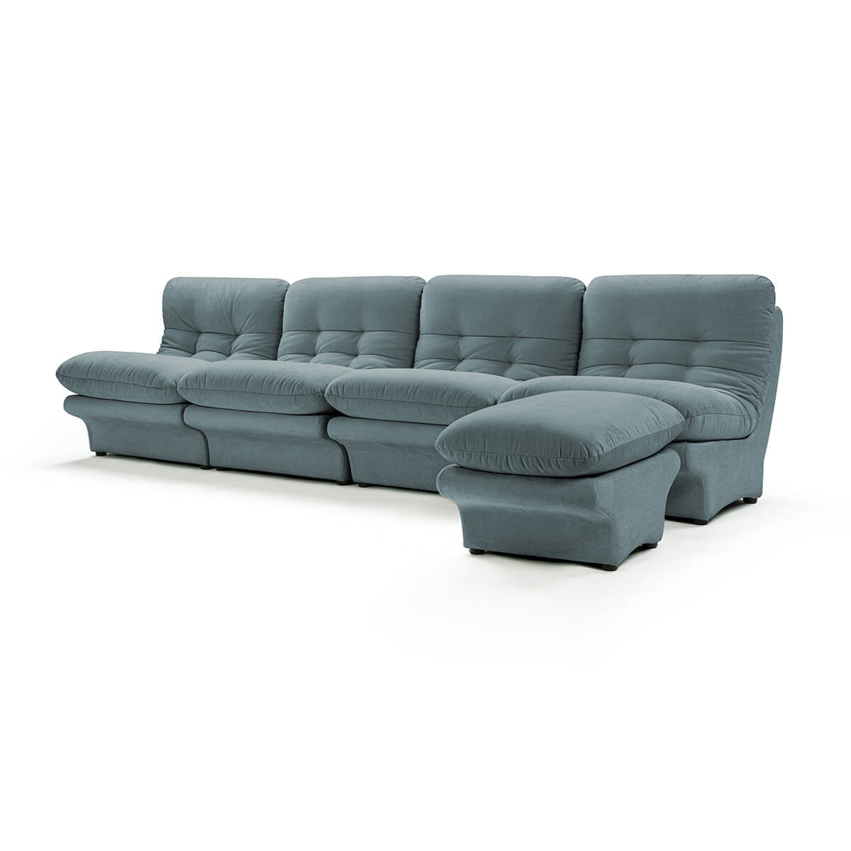Carsons Mid Century Curved Modular Sectional Sofa / Combination 002 Chenille Helios-Cerulean Blue