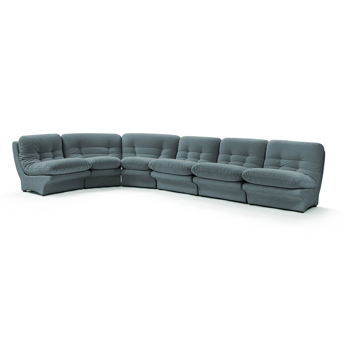 Carsons Mid Century Curved Modular Sectional Sofa / Combination 003 Chenille Helios-Cerulean Blue