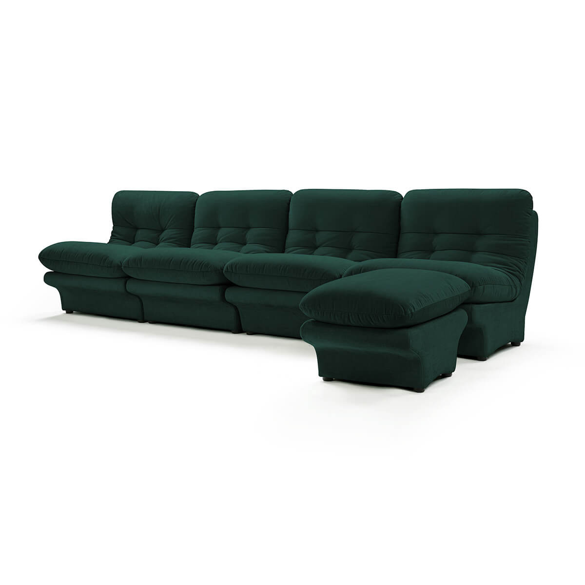 Carsons Mid Century Curved Modular Sectional Sofa / Combination 002 Chenille Helios-Evergreen