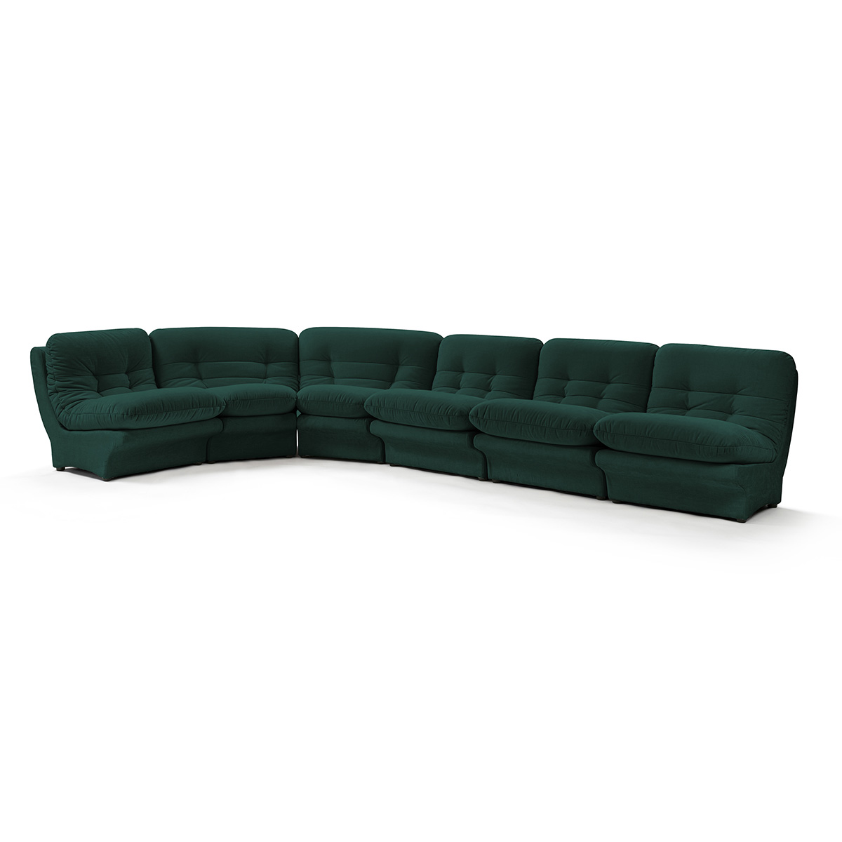 Carsons Mid Century Curved Modular Sectional Sofa / Combination 003 Chenille Helios-Evergreen