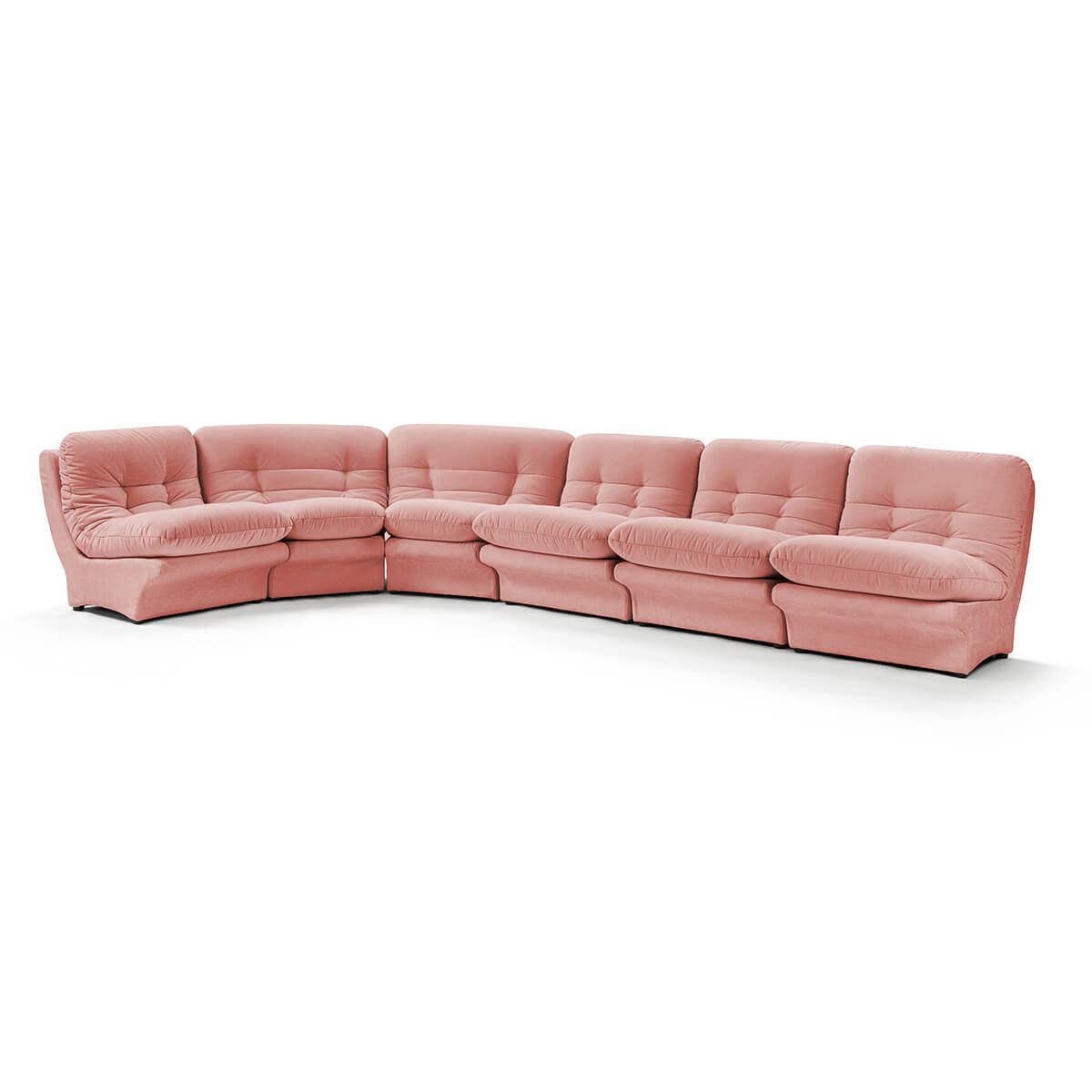 Carsons Mid Century Curved Modular Sectional Sofa / Combination 003 Chenille Helios-Dusty Rose