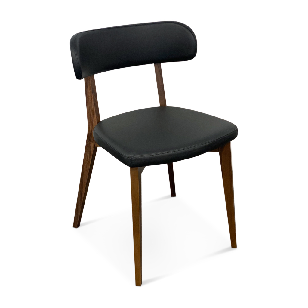 Alpine Modern Walnut Wood Dining Chair Leather
