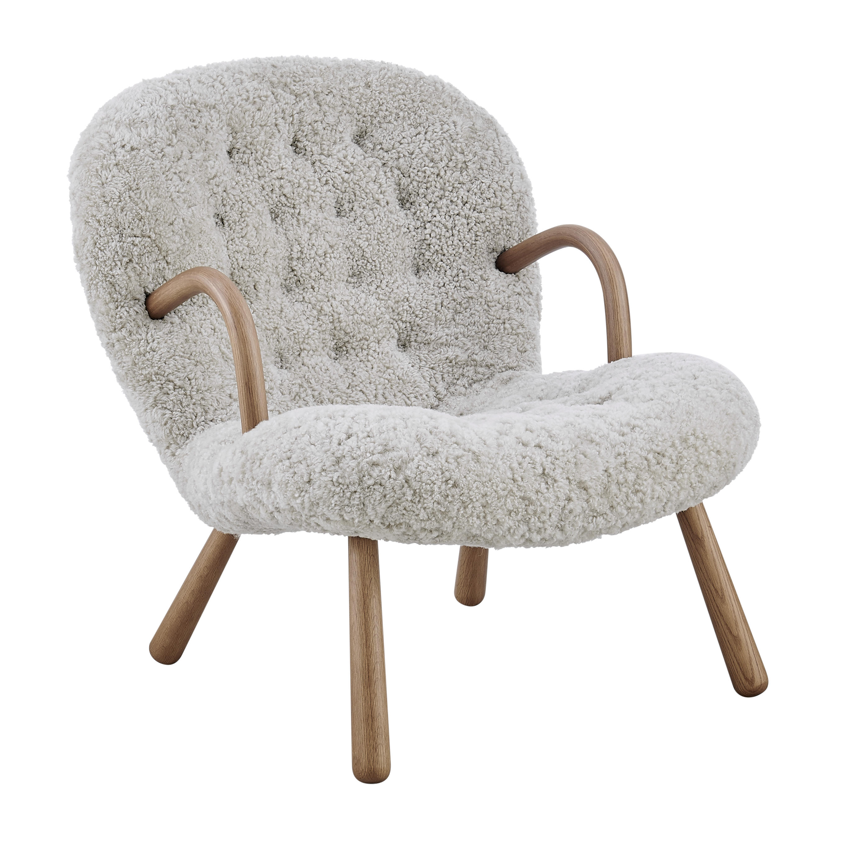 Arctander Clam Chair Genuine Sheepskin-Grey Mist