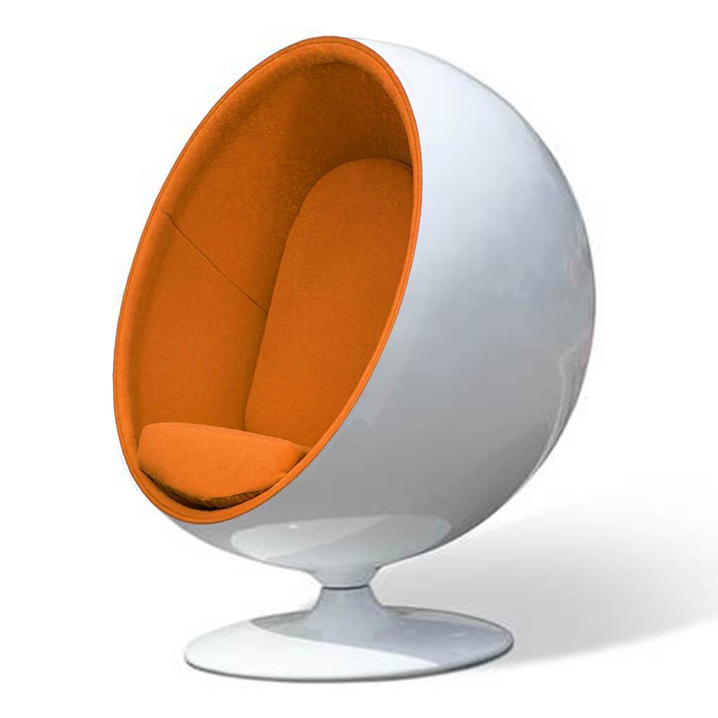 Ball Chair Boucle Wool-Copper / Glossy White