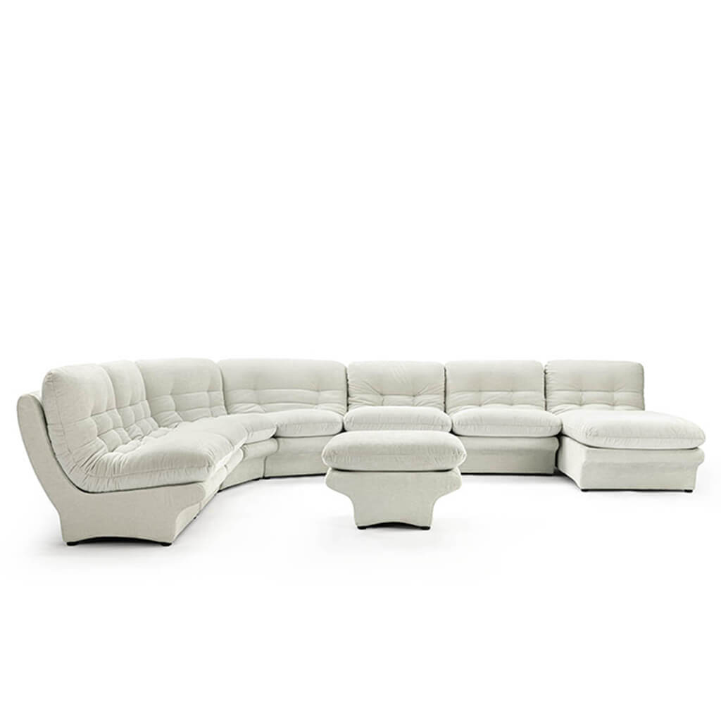 Carsons Mid Century Curved Modular Sectional Sofa / Combination 001 Classic Boucle-Pearl