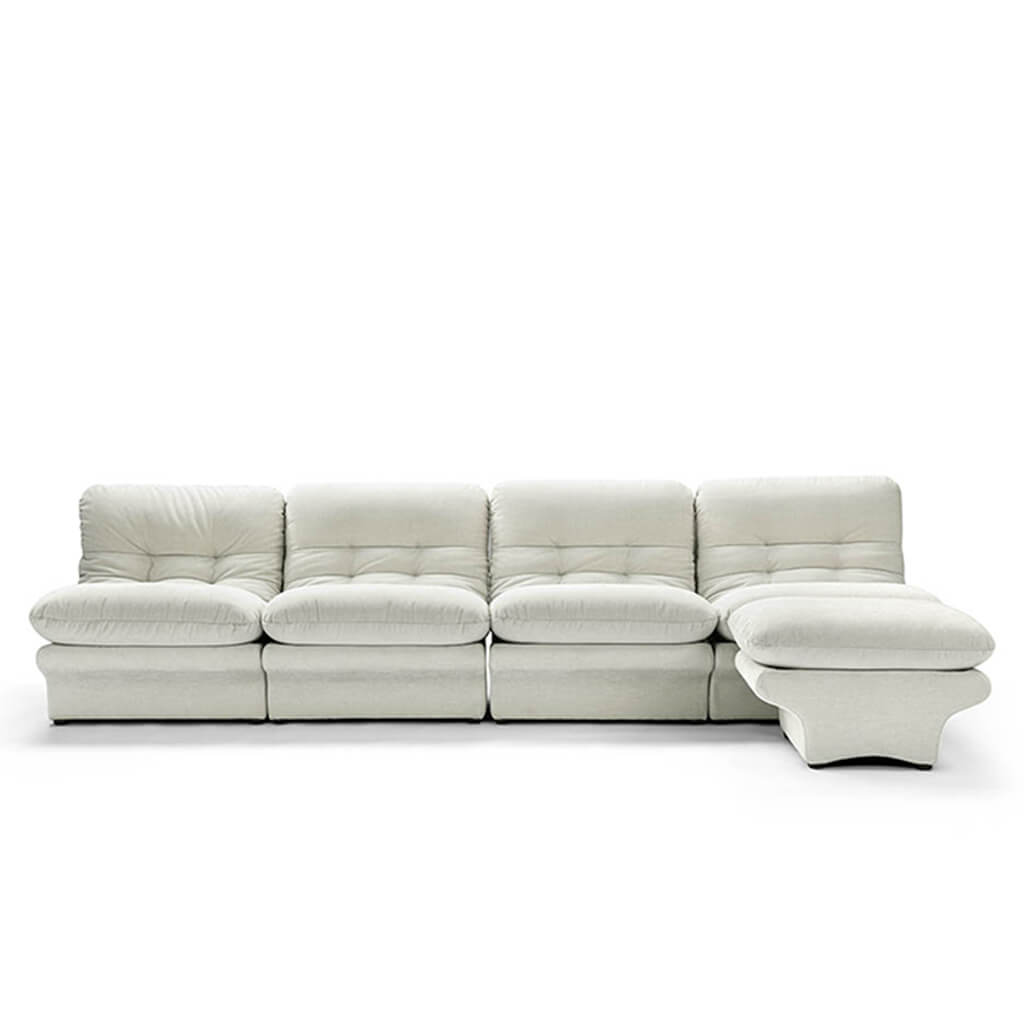 Carsons Mid Century Curved Modular Sectional Sofa / Combination 002 Classic Boucle-Snow White
