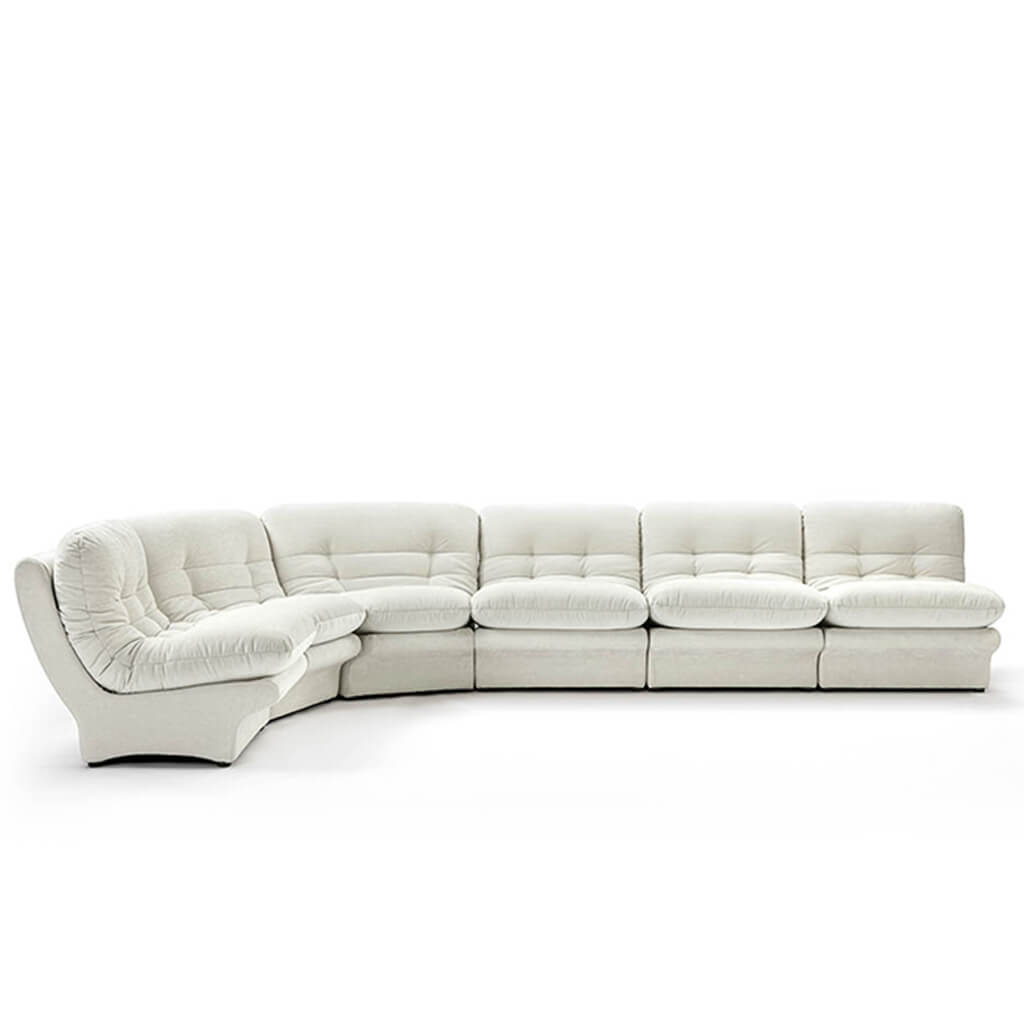 Carsons Mid Century Curved Modular Sectional Sofa / Combination 003 Chenille Helios-Cream