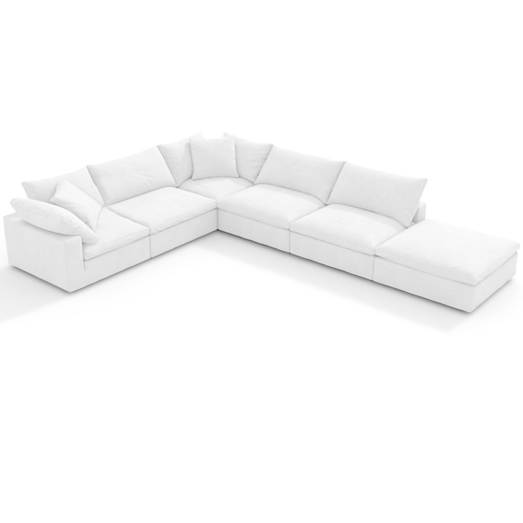 EM Sky Sofa / Combination 101 Textured Linen Weave-White