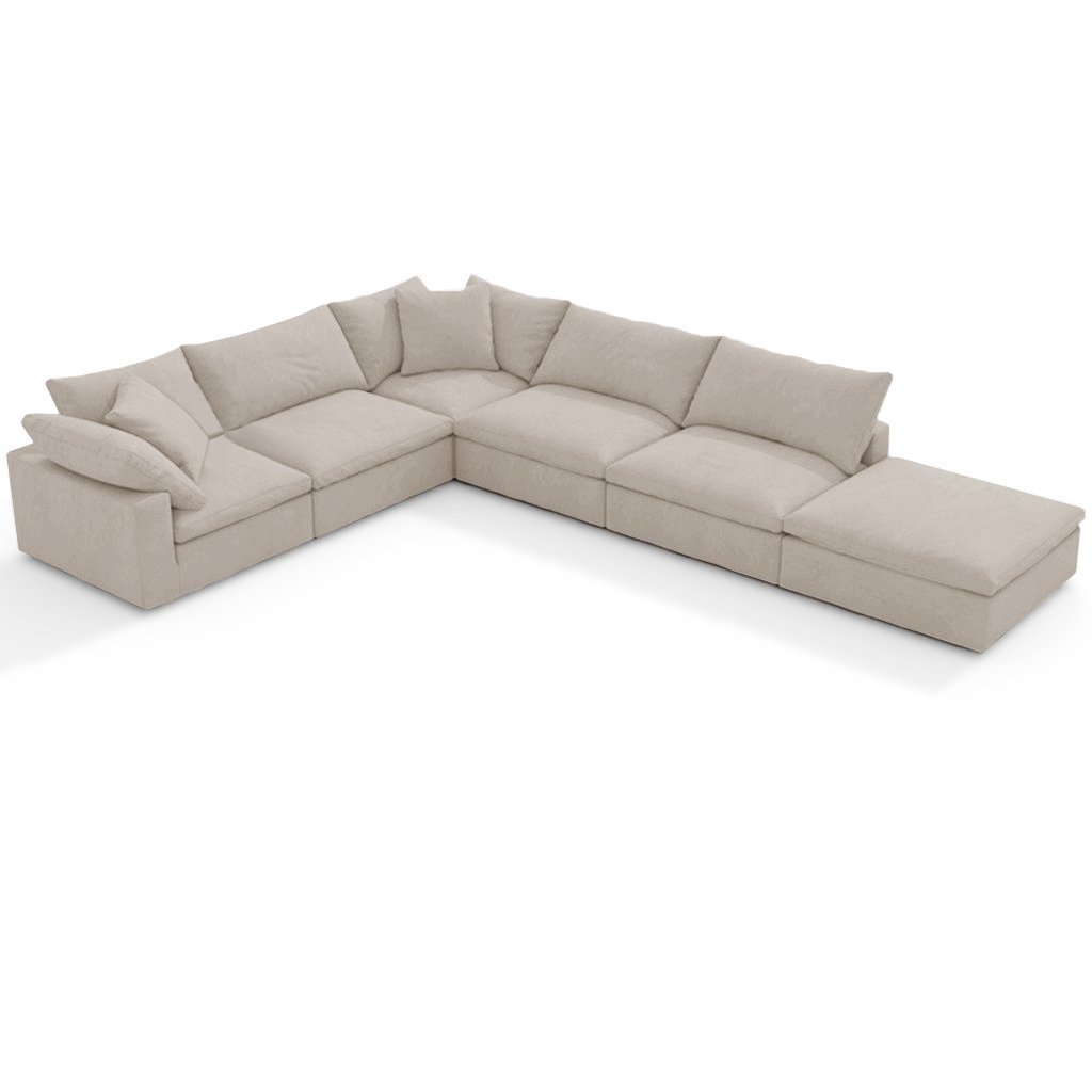 EM Sky Sofa / Combination 101 Textured Linen Weave-Flax