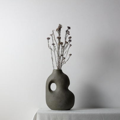 Willow Decorative Sculptural Faded Earth Grey Rustic Wabi Sabi Ceramic Vase