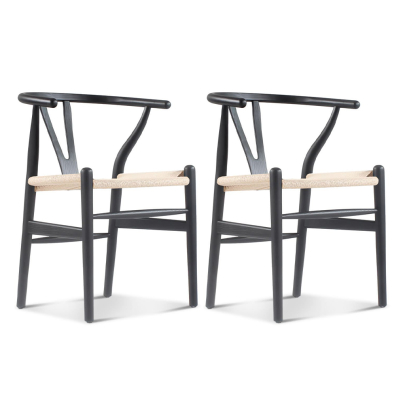 Set of Two Wishbone Chairs / Black Stain