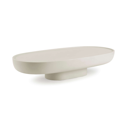 Dion Modern Monument Oval Concrete Coffee Table with Pedestal Base