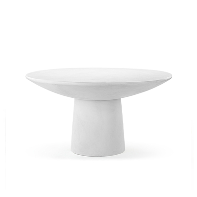 Orion Modern Round Bone White Pedestal Concrete Dining Table