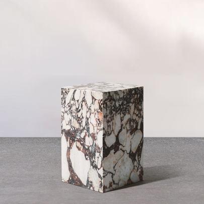 Kaia Marble Plinth Block Tall End Table
