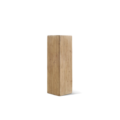 EM Wabisabi Rustic Natural Reclaimed Wood Tall Block End Table