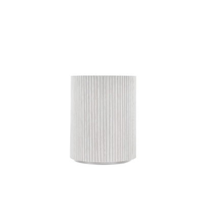 Issey Fluted Round White Marble Drum Table