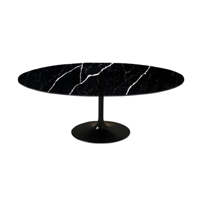 Black Calacatta Quartz | Tulip Dining Table - Oval - Eternity Modern