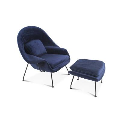 Womb Chair & Ottoman - Black Powder-Coated Steel Legs - Eternity Modern