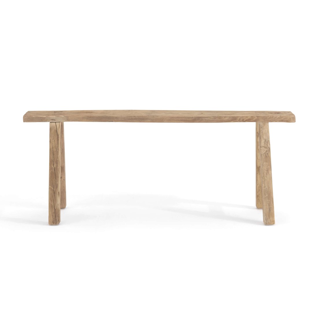 EM Wabi-Sabi Rustic Skinny Reclaimed Wood Bedroom Footboard Bench