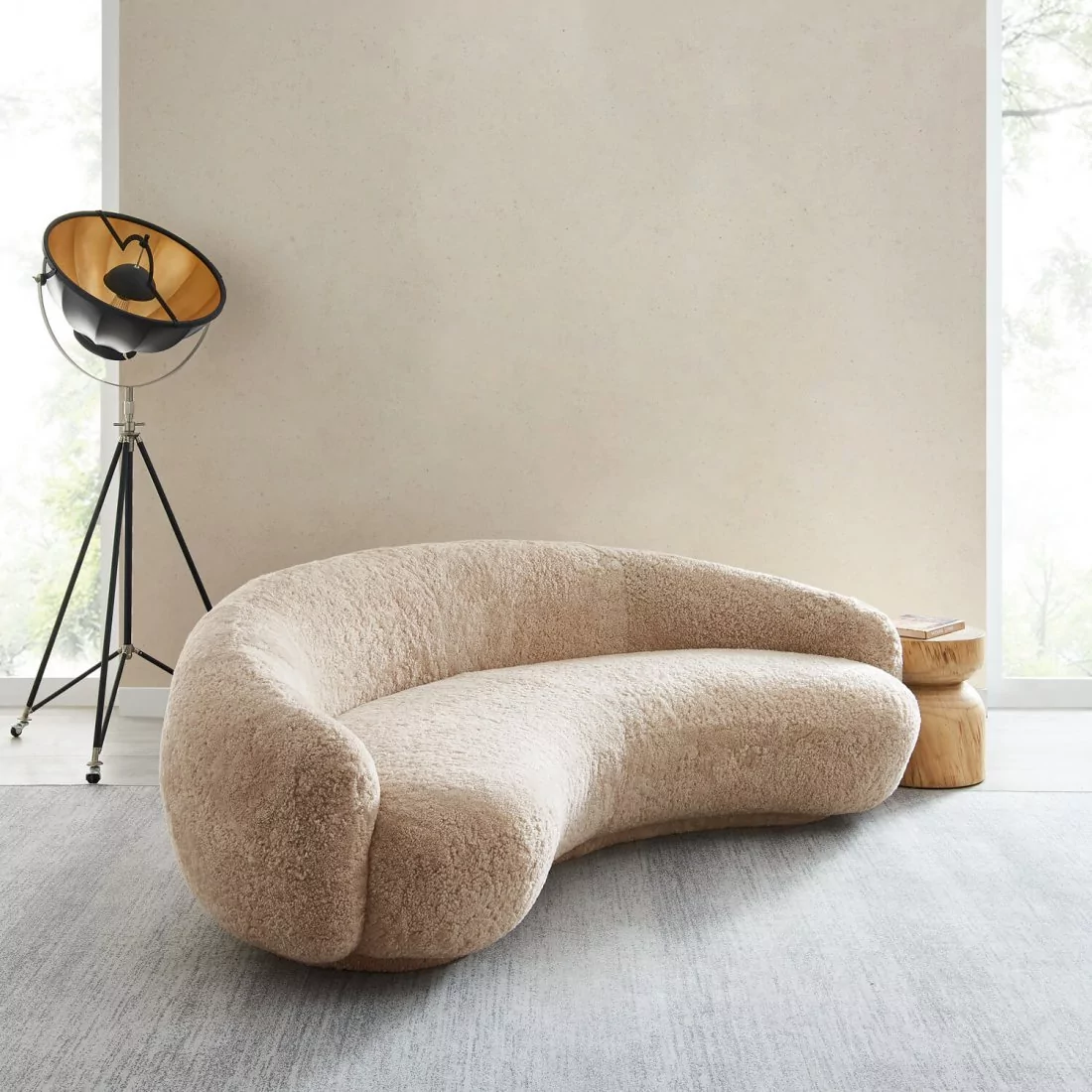 Savelle Modern Curved Velvet Sofa