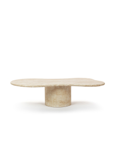 Elyse Freeform Stone Coffee Table with Cylinder Pedestal Base