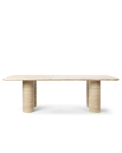 Alfio Rectangle Travertine Dining Table with Cylinder Legs
