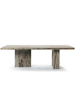 August Rectangle Travertine Dining Table with Block Legs