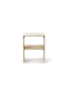 Campo Minimalist White Travertine End Table With Shelf | Modern Furniture