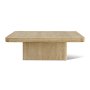EM Wabi-Sabi Square Light Natural Reclaimed Wood Coffee Table with Square Pedestal Base