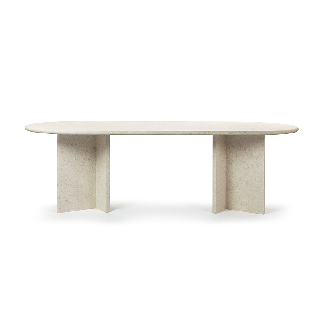 Sierra Oval Stone Dining Table with Angled Base