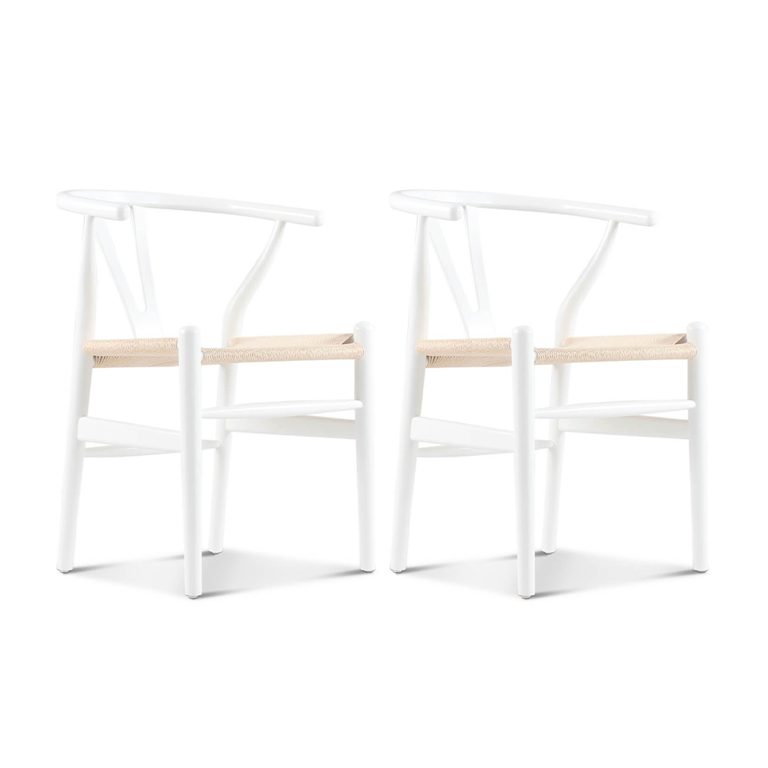 Set of Two Wishbone Chairs / White Stain 